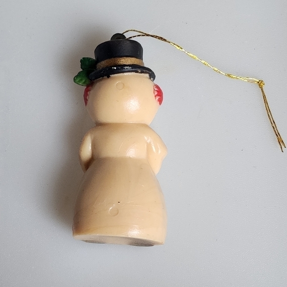 Vintage Frosty Snowman solid resin plastic Ornament Hong Kong 3" - Picture 2 of 6